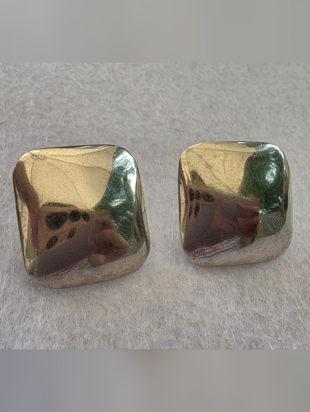 Sterling Silver Square Dome Earrings - 6.67 g